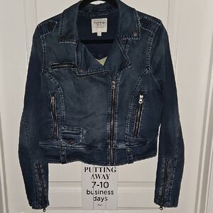 Torrid Dark Blue Jean Jacket with Zipper Accents